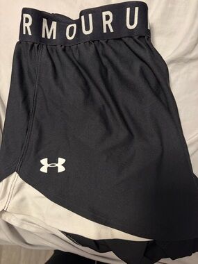 Under Armour Black and White Athletic Skort with Logo Waistband